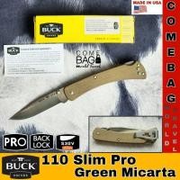 ราคา มีดBuck 110 Slim Pro Folding Hunter 3.75" S30V Plain Blade, Green Micarta Handle, Lockback -12105 Made in USA (14199493573)