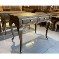 ราคา โต๊ะทำงาน ไม้สัก ขานก 2 ขนาด 2 ลิ้นชัก สีเสี้ยนดำ คลาสิค วินเทจ (20432990765)