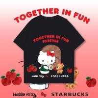 ราคา t 【HOT】✨ ใหม่ เสื้อ Hello kitty × starbucks บริเวณเดียวกัน ผ้าCotton 100% T-Shirt ชุดใหม่น่ารัก s-5xl (28661740171)