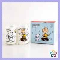 ราคา Peanuts Dance Glass Cup Set 330ml x 2 / Snoopy Charlie Brown Juice Milk Tumbler (40052102684)
