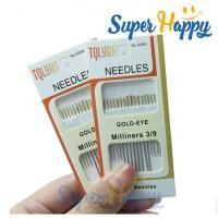 ราคา เข็มปักผ้า เข็มเย็บผ้า หัวทอง เบอร์ 3-9 (บรรจุ 16 เล่ม) (27006744956)