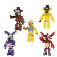ราคา 5Pcs FNAF Building Blocks Freddy Bonnie Chica Foxy Model Toys For Kids Gifts Collections Five Night (24028848332)