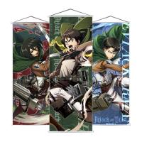 ราคา Attack on Titan Scroll ภาพวาดผ้าใบมังงะ Eren Mikasa Levi ตกแต่งบ้านแขวนผนังอะนิเมะโปสเตอร์ Wall Art ตกแต่งห้อง (42550019218)