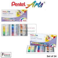 ราคา Pentel Water Colors ชุดสีน้ำ เพนเทล 24 สี / 18 สี / 12 สี หลอดลามิเนต หลอดบีบ เพนเทล ญี่ปุ่น (22779089403)