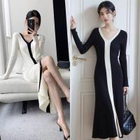 ราคา Knitting dress เดรสไหมพรมคอวี แขนยาว (19995482697)