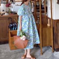 ราคา Bonnie Cathy ชุดคลุมท้อง การออกแบบดอกไม้ น้ำขึ้นน้ำลง การออกแบบฝรั่งเศส พระคุณ ตกแต่งดอกไม้สีฟ้า สไตล์เรียบง่าย กระโปรงลำลอง (24805671078)