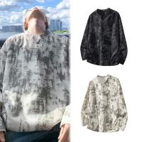 ราคา เสื้อยืดแขนยาวมัดย้อมคอวี สไตล์อเมริกันเรโทร สำหรับผู้ชาย เหมาะสำหรับฤดูใบไม้ร่วง เสื้อสเวตเตอร์เฮฟวี่เวท ไม่มีหมวก ชั้นล่าง เสื้อสเวตเตอร์ shirt men (46552777613)