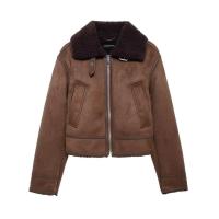 ราคา (พร้อมส่ง) แจ็คเก็ตหนังกลับน้ำตาล บุขนสีน้ำตาลเข้ม ทรงสวย ทรงพอดีตัว (29677712539)