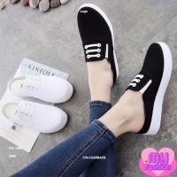 ราคา รองเท้าผ้าใบแฟชั่น ทรงเปิดส้น สีพื้น 2 สี ขาว / ดำ รองเท้าผ้าใบแฟชั่น สีขาว ใส่สบาย แมทช์ง่าย (27974976133)