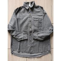 ราคา KEMEJA FLXBL เสื้อเชิ้ตยีนส์หนา ยี่ห้อ Wash Grey ปุ่มคลิก ไซส์ XXL แขนยาว (44065240748)