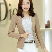 ราคา เสื้อสูทผู้หญิง เสื้อสูทแฟชั่น สีชมพูอมส้ม สีดำ สีกากี แขนยาว คอปก เนื้อผ้ามันวาว เนี๊ยบๆ (565356184)