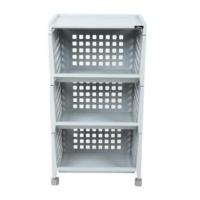 ราคา ชั้นวางของ 3 ชั้น มีล้อ 42.8x33.5x79.3 ซม. สีเทา (9664195272)