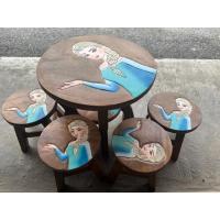 ราคา โต๊ะเด็ก ไม้จามจุรี เอลซ่า ตุ๊กตา เจ้าหญิงดิสนีย์ ชุดโต๊ะกลม1ตัว และ เก้าอี้ 4 ตัว เรียน เขียนหนังสือ โต๊ะทำการบ้าน (18496415990)