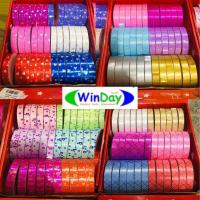 ราคา (1ชิ้น) ริบบิ้นฟาง หน้ากว้าง 1 ซม ริบบิ้นพิมพ์ลาย ริบบิ้นพับเหรียญ เหรียญโปรยทาน คละลาย (16514505738)