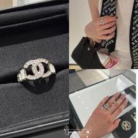 ราคา ของแท แหวน CC เพชรเต็มวงสีเงิน รุ่นใหม่ Chanel 25S (45553048650)