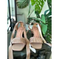 ราคา รองเท้า royal ivy regattaส้นเตี้ยหนาสีนู๊ดแบบผูกโบว์พันข้อเท้า น่ารักมาก (27973786576)