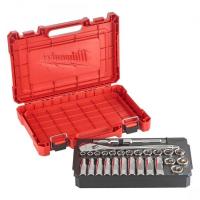 ราคา MILWAUKEE NO.4932471864 (006101901) 1/2" Dr. 28 pcs. Ratchet&Socket Set-Metric Milwaukee ชุดประแจบล็อก 1/2" 28 ชิ้น (28004292640)