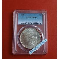ราคา เหรียญเกรด PCGS MS62 -Morgan Silver Dollar 1887 #เนื้อเงิน .900 Silver (29223836991)