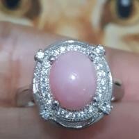 ราคา แหวนเงินแท้925 โอปอลชมพูแท้สีหวาน เพชร CZ (Natural Sweet Pink Opal Ring) Size 6 (1228784070)