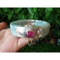 ราคา กำไลหยกหุ้มเงิน พลอยทับทิม (3415167233)