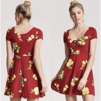 ราคา เดรสผ้ายืดสีแดงลายเลม่อน forever21 มือหนึ่ง size s อก 28-34 เอว 26-30 สะโพก 40-44 ยาว 32 (24808293815)