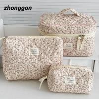 ราคา ZHONGGON667 Aesthetic Cosmetic Organizer, Zipper Large Capacity Floral Makeup Pouch, Ins Style Corduroy Toiletry Bag Toiletries (57253332412)