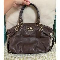 ราคา Coach มือสอง Madison Leather Large Sophia Satchel Handbag สี Mahogany Brown 15955 ของแท้ (9813024859)