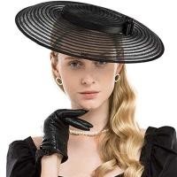 ราคา ❤ FS Fascinators For Women Wide Brim Kentucky Big Black Church Hats Wedding Hat Elegant White (27204812415)