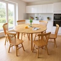 ราคา โต๊ะอาหารไม้โอ๊คสไตล์นอร์ดิก โต๊ะอาหารไม้เนื้อแข็งทั้งหมด ชุดโต๊ะกลมเล็กและเก้าอี้ ครัวเรือนขนาดเล็ก โต๊ะกาแฟเจรจาแบบกลม (52851623169)