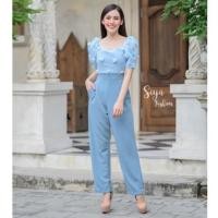 ราคา ชุดจั๊มสูทสีฟ้าใส่ออกงานวันแม่ชุดจั๊มสูทขายาว จั๊มสูทขาสั้น ชุดจั๊มสีฟ้า ชุดจั๊มสูทสาวอวบ (18525605178)