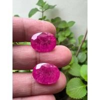 ราคา ทับทิม LAB ทับทิมพม่าเทียม รูปหยดน้ำ พลอย BURMA PINK RUBY COLOR PEAR SHAPE ( 2 เม็ด) (20118448715)