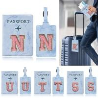 ราคา ป้ายห้อยกระเป๋าสีน้ำเงินปักลาย & สติ๊กเกอร์ปกหนังสือเดินทาง อุปกรณ์เสริมหนัง PU ชื่อ ID สำหรับเป้สะพายหลัง (24782803700)