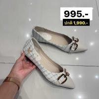 ราคา Size.40♥Playboy รองเท้าผู้หญิง ทรงบัลเล่ต์ ลิขสิทธิ์แท้ รุ่น ST-H231C1124 ดีไซน์หัวแหลมผ้าลายชิโนริแต่งอะไหล่ สีขาว (22661366934)