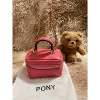 ราคา กระเป๋าสะพายข้างใบเล็กหนังแท้ แบรนด์ Pony Pony (โพนี่ โพนี่) สีชมพู #มือสองสภาพดี (24486539922)