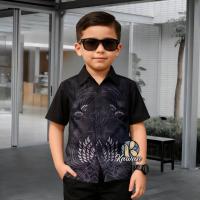 ราคา KEMEJA เสื้อบาติกเด็กผู้ชาย เสื้อบาติกเด็กสีดํา (55303055766)
