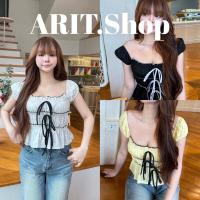 ราคา ARIT.เสื้อแขนตุ๊กตา ผ้าคอตตอนแต่งโบว์สม็อคอกใส่ปาดไหล่ได้น้า (43854541539)
