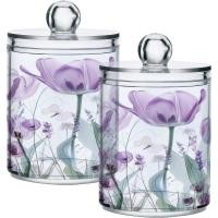 ราคา Senya ขวดพลาสติกใสสําลีกระป๋อง,ทิวลิปสีม่วงดอกไม้พาสเทลห้องน้ํากระป๋องจัดเก็บพร้อมฝาปิด 2 ชิ้นชุดสําหรับผ้าฝ้าย,สําลี,ไหมขัดฟัน,วงผม (56802608893)