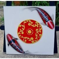 ราคา ภาพวาดปลาคราฟคู่มงคลขนาด40×40cm (42150460345)