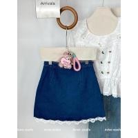 ราคา กระโปรงยีนส์แต่งชายลูกไม้ Aviva (28053787453)