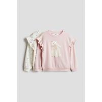 ราคา H&M(เอชแอนด์เอ็ม) เสื้อสเวตเตอร์แต่งระบาย 2 ชิ้น Girls 2-pack frill-trimmed sweatshirts 1297254_2 (43376101618)