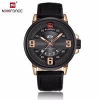 ราคา naviforce watch แท้ นาฬิกาข้อมือผู้ชาย สายหนังสีดำ บอกวันและวันที่ รุ่น NF9086-RGB (293599846)