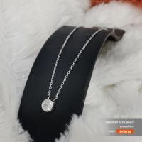ราคา สร้อยคอพร้อมจี้เงินแท้ 92.5 (จี้เพชรสวิส CZ) งานชุบทองคำขาว SV0014 (23247369292)