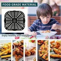 ราคา RADIANTBEAM Air Fryer Mat, Square Black Air Fryer Grill Pan, Rack Parts เกรดอาหาร Non-Stick ไม่มี BPA อาหารแยกทําอาหาร Divider ถาดเปลี่ยน (45502799942)