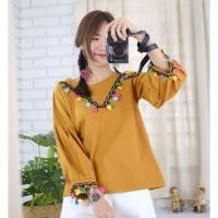 ราคา เสื้อพื้นเมือง ผ้าฝ้าย ผ้าไทย สีเหลือง (38") (7017229578)