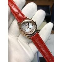 ราคา Chopin Happy Diamond นาฬิกาผู้หญิง 30MM Rose Gold Mother-of-Pearl Dial สายหนังสีแดงนาฬิกาควอตซ์การจัดส่งยิงจริง (53653789887)