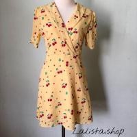 ราคา Korea cover cherry dress เดรสสีเหลืองลายเชอร์รี่น่ารัก (1452162232)