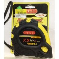 ราคา ตลับเมตร 25mm 7.5M PT&T 7525x stop ได้ มีสายห้อย ดำเหลือง Professional ได้มาตราฐาน (29804654113)