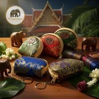 ราคา กระเป๋าใส่เหรียญ ลายผ้าไหมไทย / ผ้าลายช้าง (TP Souvenirs) ของฝากจากไทย ของชำร่วย กระเป๋าเล็กมีซิป พวงกุญแจ (50100653746)