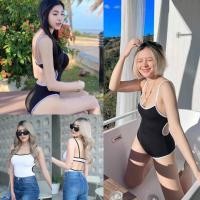 ราคา MesubShop บอดี้สูท บอดี้สูทสายเดี่ยว เว้าเอวสูง !!งานตามหา!! เว้าเอว เว้าหลัง แต่งกุ้นดำ รุ่น D17 บอดี้ชาเนล (19526813268)