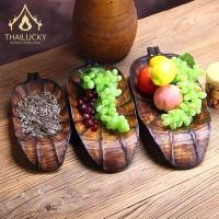 ราคา ถาดไม้ ถาดแกะสลัก ถาดใส่ของทรงใบบอน ลายใบไม้ สำหรับ วางของต่างๆ เช่น ผลไม้ / ลูกอม / ถั่ว (14343541143)